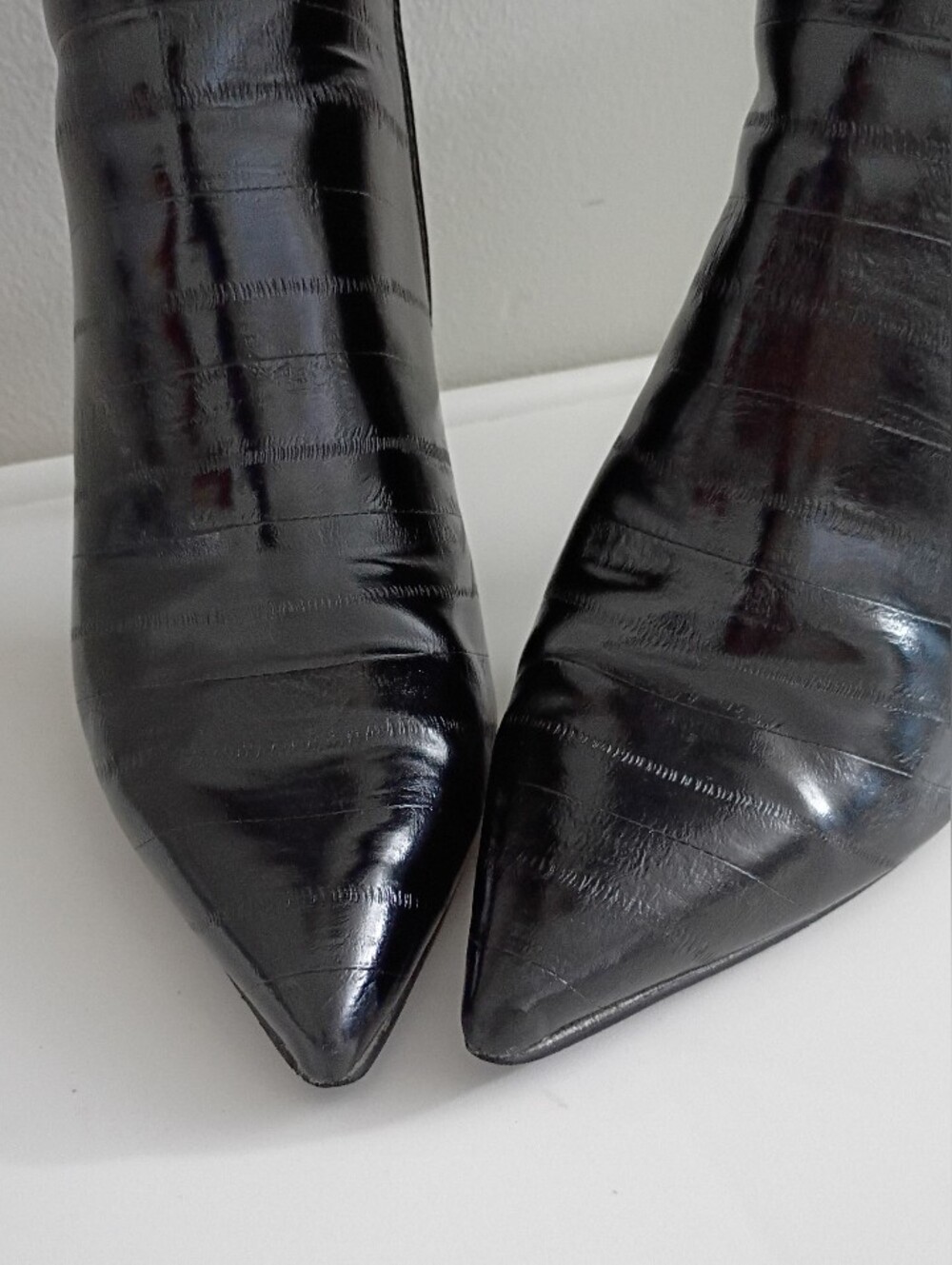 Steve Madden Black Patent Over-the-Knee Stiletto Boots - Picture 3 of 16